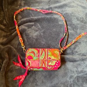 Vera Bradley All in One Crossbody Pink Swirl Purse Wallet
